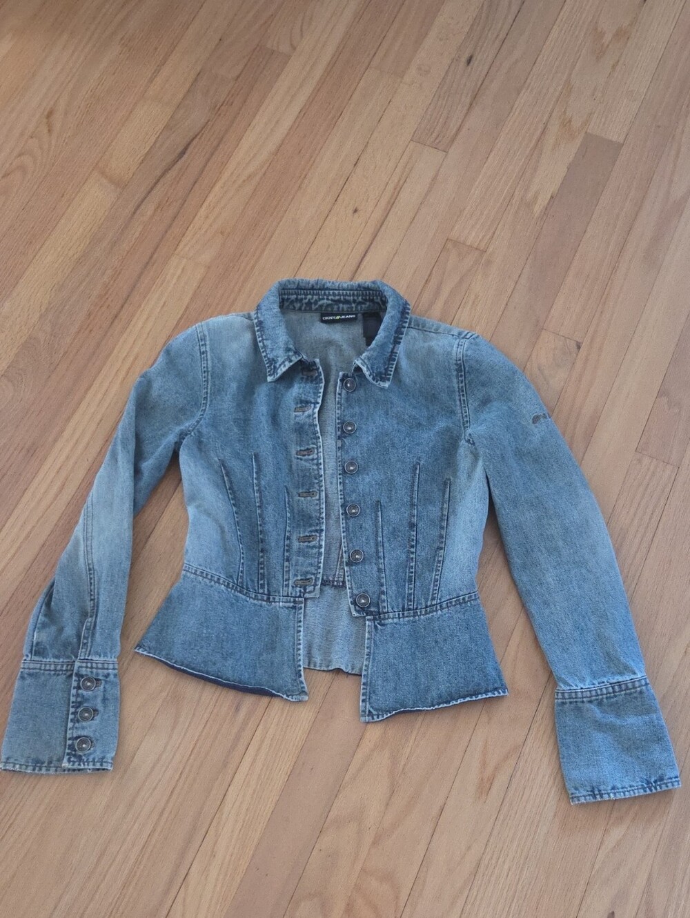DKNY Blue Denim Peplum Jean Jacket